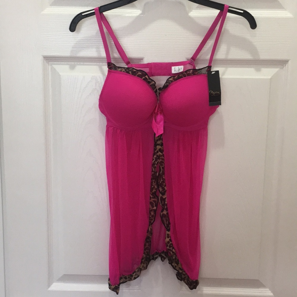 Pink & Leopard Print Lingerie Set